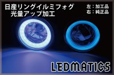 画像2: 日産リングイルミフォグ 光量アップ加工 鉄兜青48LED (2)